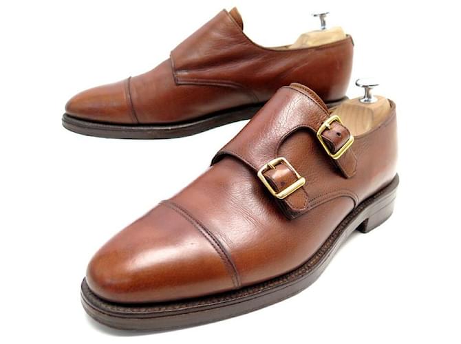 JOHN LOBB SHOES BI-BUCKLE LOAFERS WILLIAM 7.5E 41.5 Brown leather  ref.521268