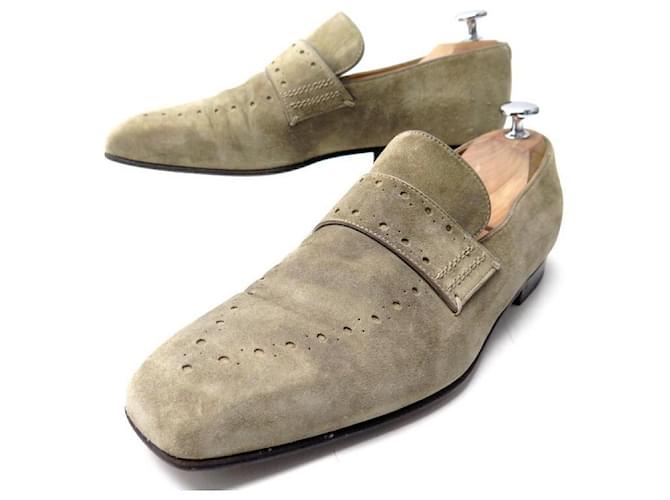 BERLUTI LOAFERS 7 41 BEIGE VELVET SUEDE LOAFERS SHOES  ref.521309