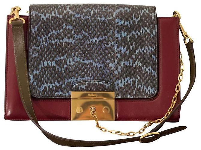 Mulberry Pembroke Handtasche aus rotem Lammleder und Python