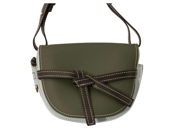Borsa a mano Loewe Gate in agnello blu e verde