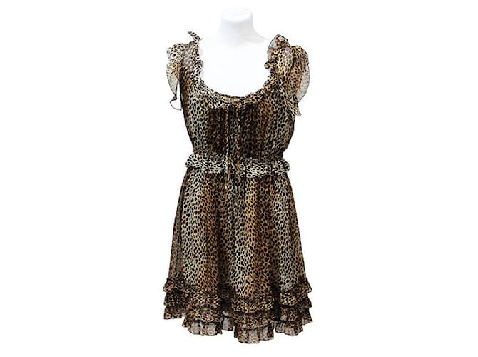 Dolce & Gabbana Dresses Black Golden Leopard print Silk  ref.521523