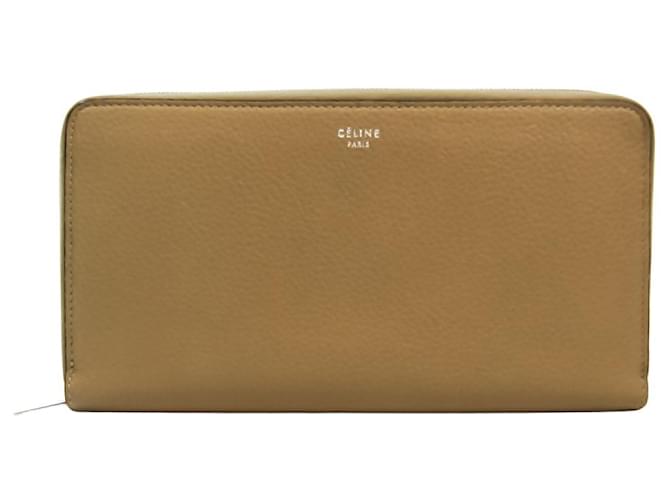 Céline Zip Around Beige Pony-style calfskin  ref.521701