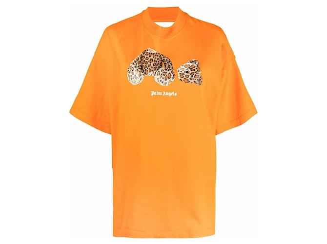 T-shirt a maniche corte con stampa grafica Palm Angels Arancione Cotone  ref.521772