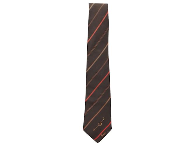 Cravatta vintage Gucci Marrone scuro Seta  ref.521827
