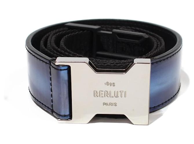Berluti Belts Blue Silver hardware Leather  ref.521937
