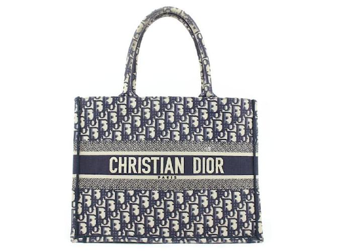Dior Navy Monogram Trotter Oblique Small Book Tote Shopper Bag  ref.522063