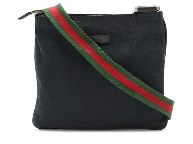 Gucci Saddlebags Black Red Green Leather Cloth  ref.522208