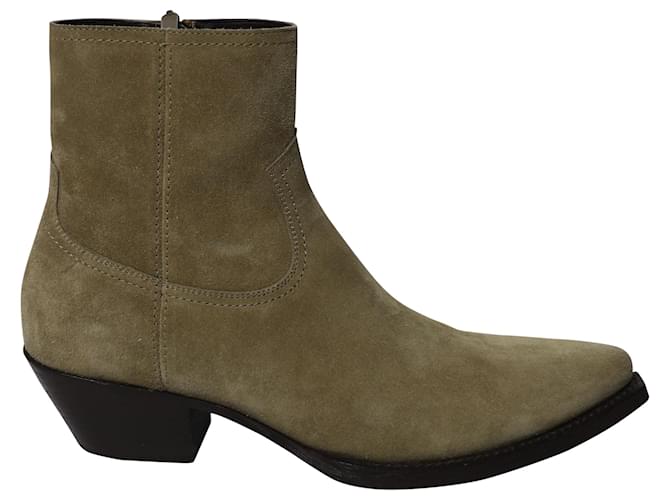 Saint Laurent Lukas Ankle Boots in Grey Suede  ref.522270