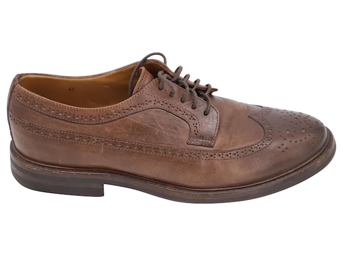 Brunello Cucinelli Longwing Brogues in Brown Leather  ref.522273