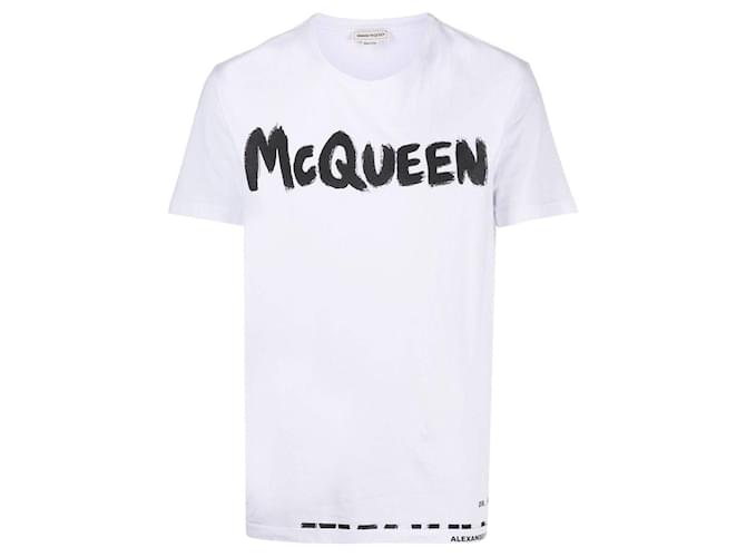 T-shirt con logo stampato di Alexander McQueen Bianco Cotone  ref.522289