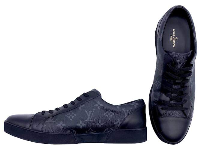 Sneakers Louis Vuitton in tela monogram nera con finiture in pelle nera Nero  ref.522293