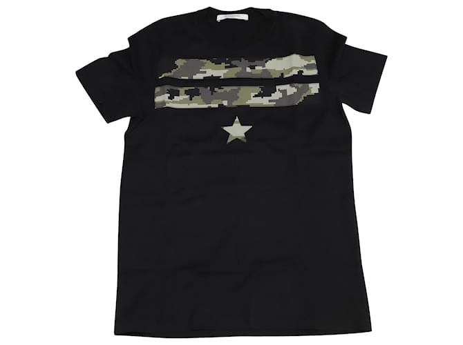 T-Shirt Givenchy Camouflage Star Print en Coton Noir  ref.522297
