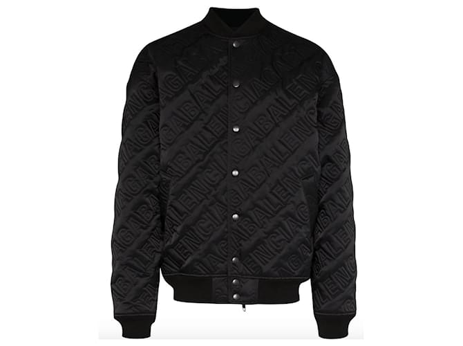 Balenciaga - Bomber jacket with Embossé logo Black Cotton  ref.522302