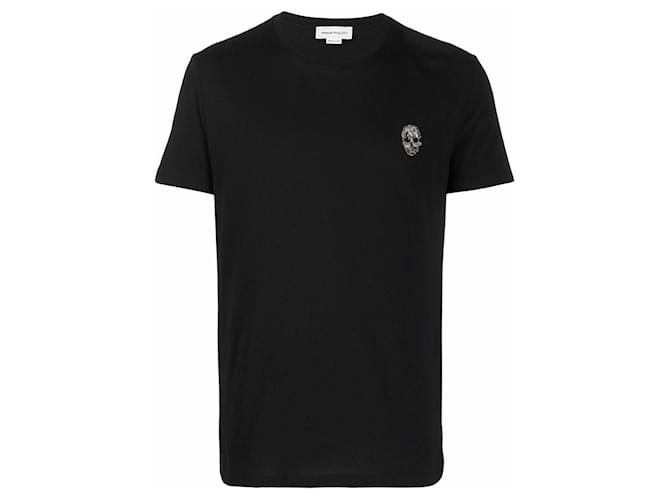 Alexander McQueen Smill Patch T-shirt Black Cotton  ref.522317