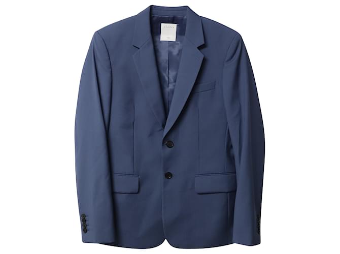 Sandro Classic Super 110 Suit Jacket In Blue Wool  ref.522347
