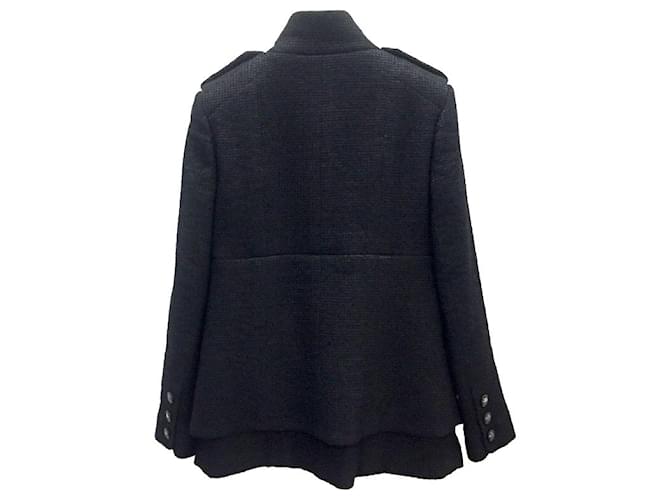 Chaqueta Chanel con capa forrada en tweed negro Poliamida Nylon  ref.522373