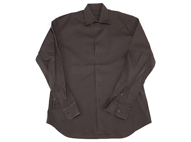Camisa de botones Prada en algodón marrón Castaño  ref.522375