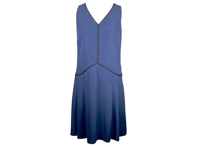 Giorgio Armani dress in navy mulberry silk with black trim Blue ref.522400  - Joli Closet