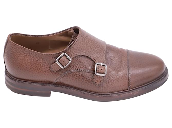 Brunello Cucinelli Double Monk Strap Shoes in Brown Calfskin Leather Pony-style calfskin  ref.522413