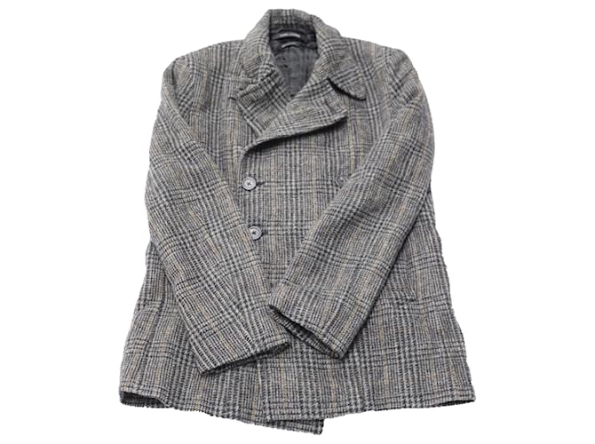 Marc Jacobs Plaid Pea Coat in Grey Wool Multiple colors  ref.522421