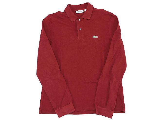 Lacoste manica lunga Classic Fit L.12.12 Polo in cotone rosso