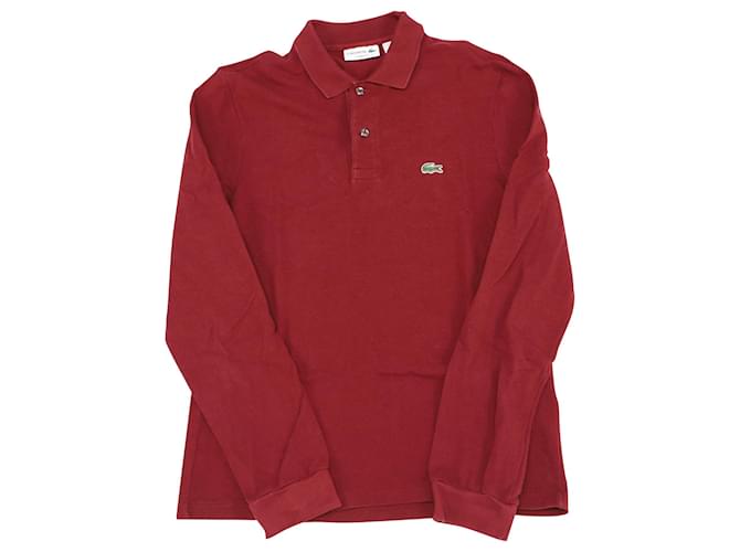 Lacoste Langarmshirt Classic Fit L.12.12 Poloshirt aus roter Baumwolle  ref.522430