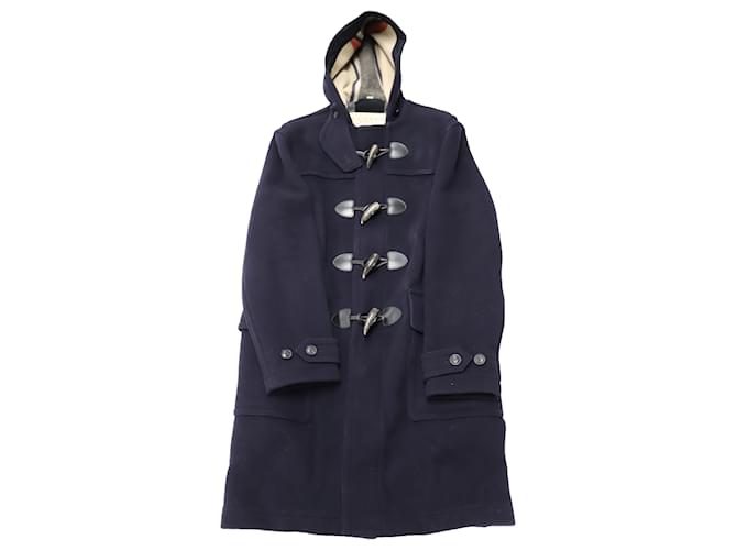 Burberry Brit Detachable Hood Duffle Jacket in Navy Blue Wool ref