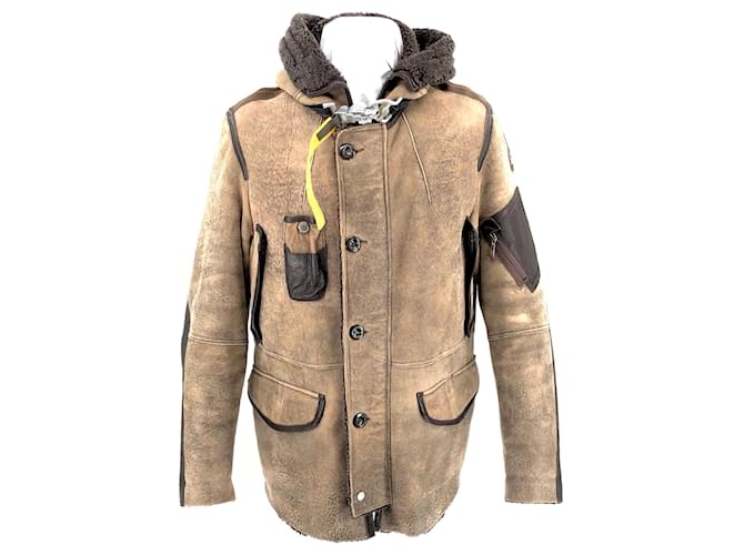 Parajumpers parka in brown shearling Leather  ref.522495