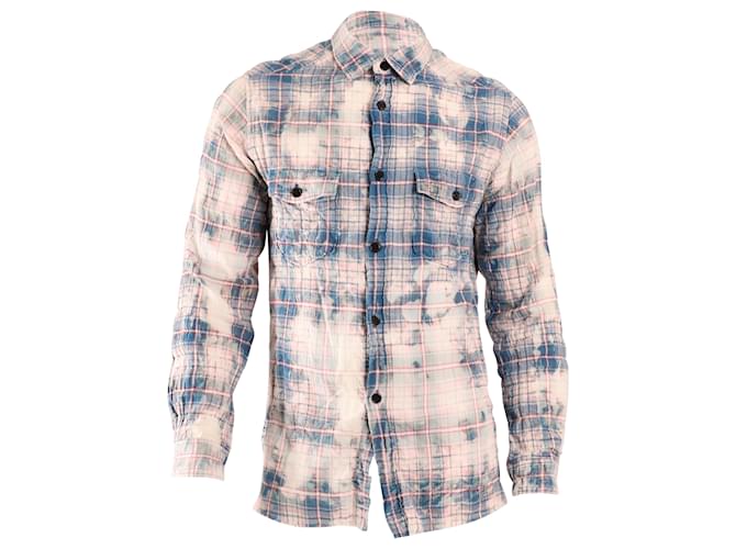 Saint Laurent Bleached Check Shirt in Multicolor Cotton Multiple colors  ref.522507