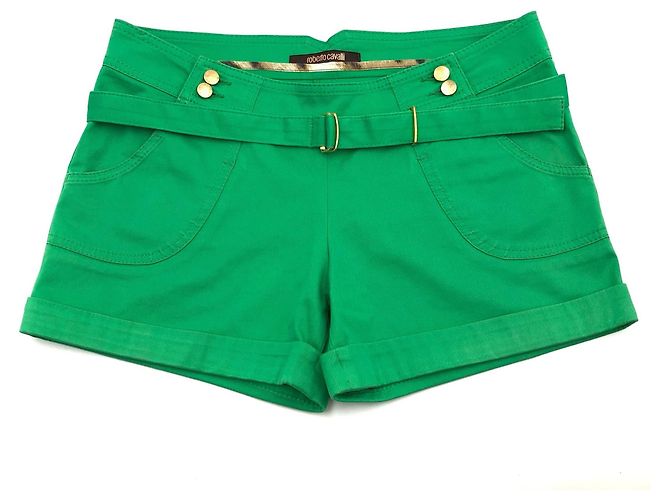 Roberto Cavalli Short em algodão verde