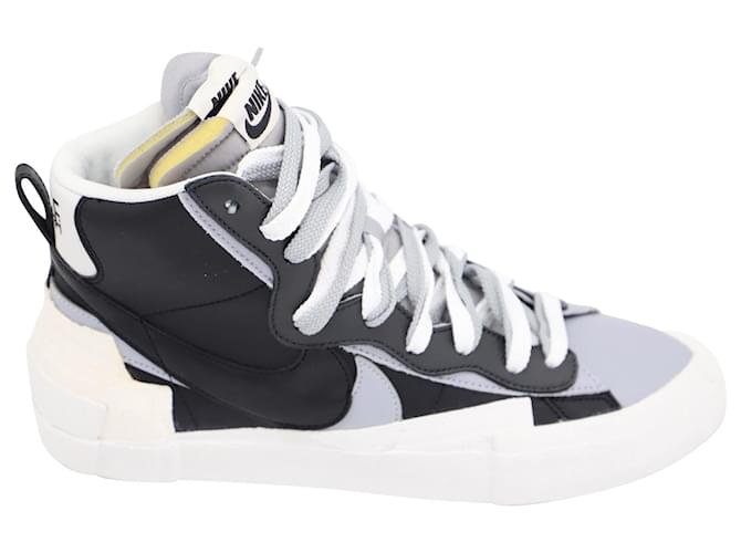 Nike x Sacai Blazer Mid de cuero gris negro  ref.522517