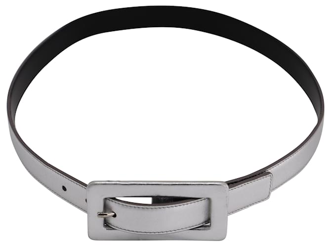 Saint Laurent SS15 Metallic Belt in Silver Leather Silvery  ref.522532