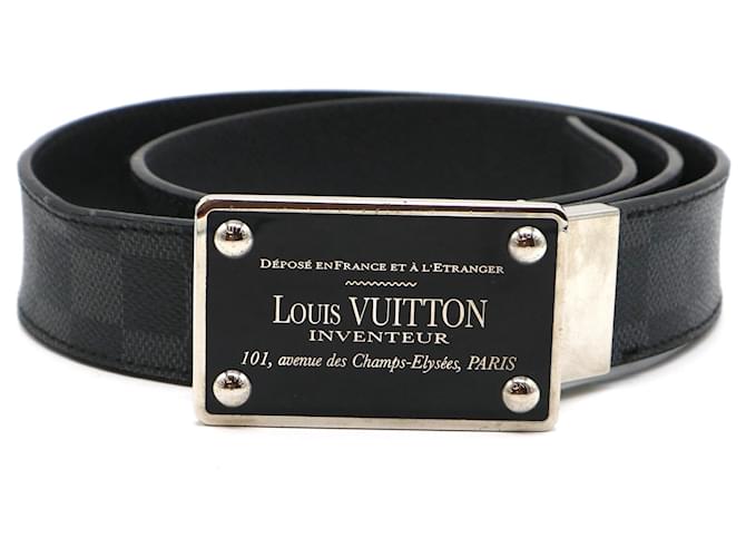 Louis Vuitton Damier Graphite Inventeur Silver Buckle Belt Size 90/36 Black  Leather ref.522778 - Joli Closet