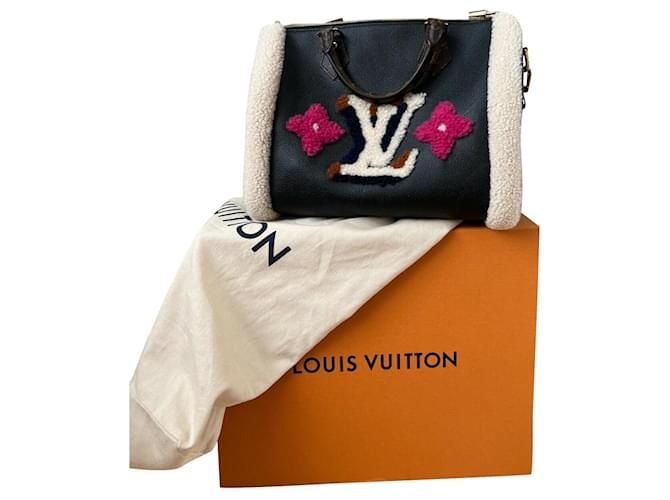 Louis Vuitton Black Multicolor Monogram Shearling Teddy Speedy
