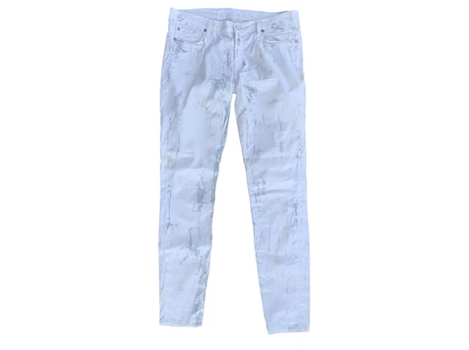 7 For All Mankind Un pantalon, leggings Coton Blanc  ref.523068