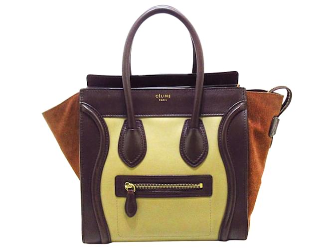 Celine Tri-Color Leather and Suede Mini Luggage Tote Bag