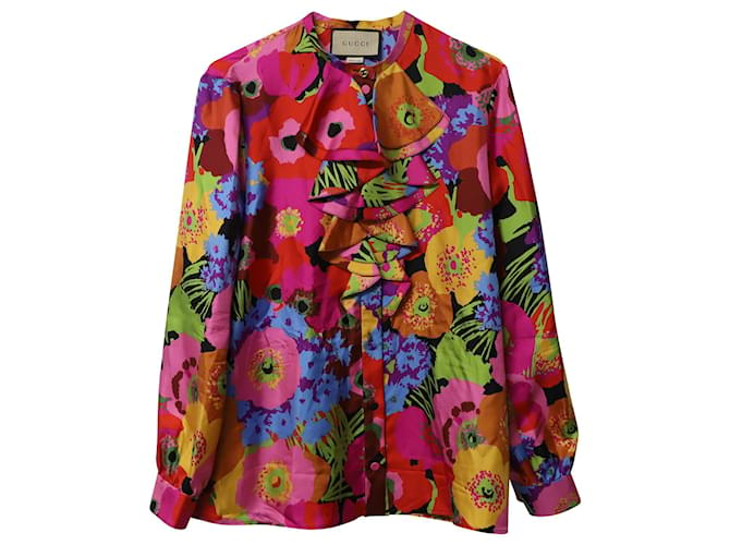 Camisa Gucci X Ken Scott en seda con estampado floral  ref.523309