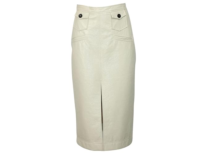 Autre Marque Alexa Chung Midi Pencil Skirt in White Cream PVC Plastic  ref.523356