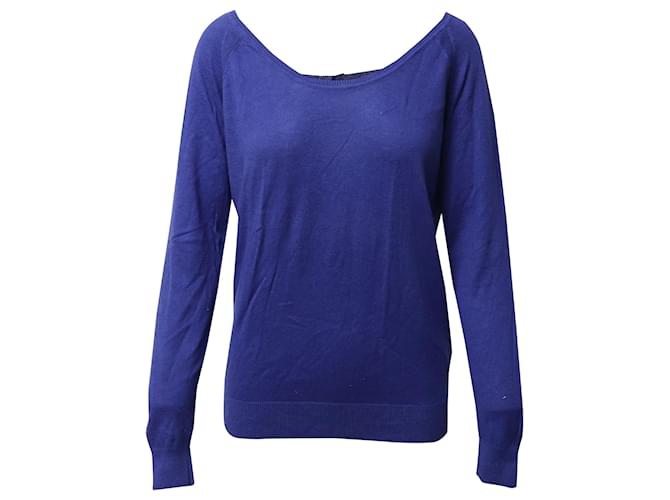 Sandro Paris Open Back Sweater with Bows in Blue Cotton   ref.523359