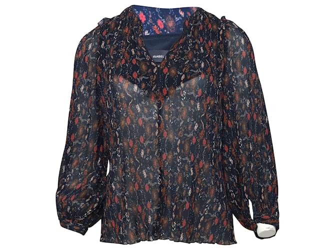 Isabel Marant Pleated Long-Sleeve Blouse in Floral Print Polyester  ref.523366