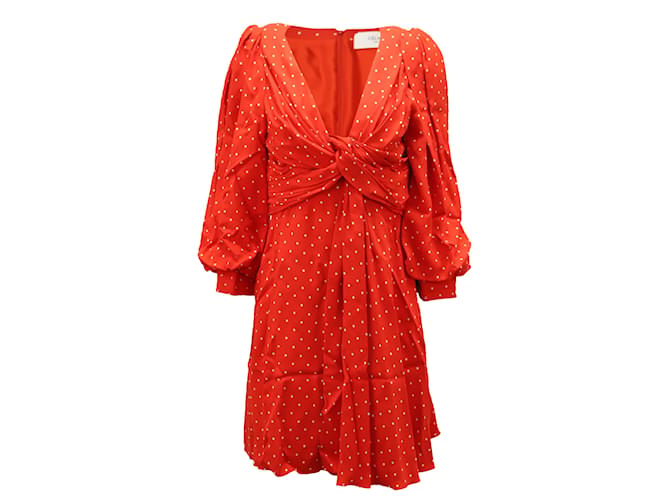 Céline Celine Polka Dot Mini Dress in Red Viscose Cellulose fibre  ref.523381