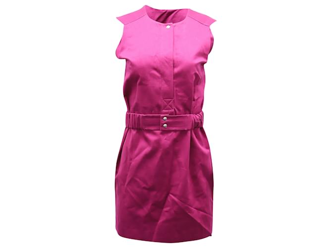 Sandro Sleeveless Belted Dress in Violet Cotton Purple  ref.523389