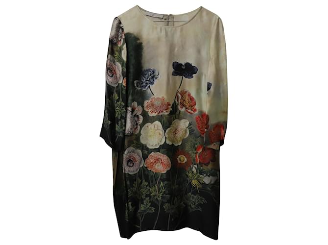 Stella Mc Cartney Stella McCartney Robe Droite Imprimée Jardin en Soie Multicolore  ref.523414