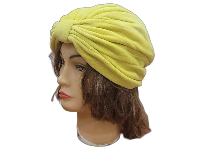 Autre Marque Vintage gelber Turban-Hut mit Stirnband Baumwolle  ref.523470