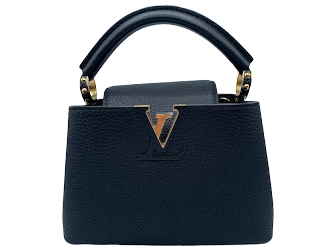 Louis Vuitton Capucines Top Handle Bag Mini Black Leather LV Purse