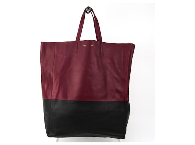 Céline Celine Tote bag Black Dark red Suede Leather White gold Silk Synthetic Fur  ref.523803
