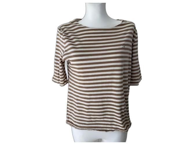 Chanel T shirt Beige Bronze Cotton ref.523815 - Joli Closet