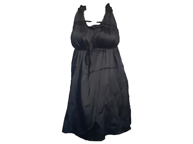 Vestido Miu Miu de seda preta estilo império Preto