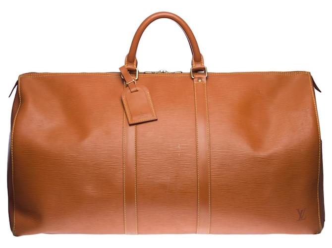 The very chic Louis Vuitton “Keepall” travel bag 55 cm in fawn epi leather Golden  ref.523947