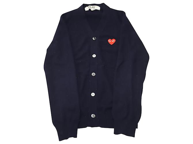 Comme Des Garcons Comme des Garçons Play Red Heart Cardigan em lã azul marinho  ref.523953
